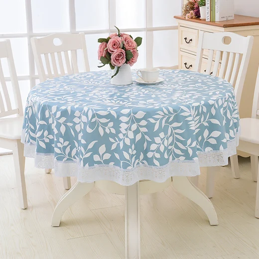 nappe bleue à motif feuilles