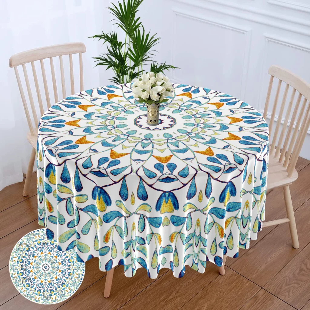 nappe florale bleue et blanche